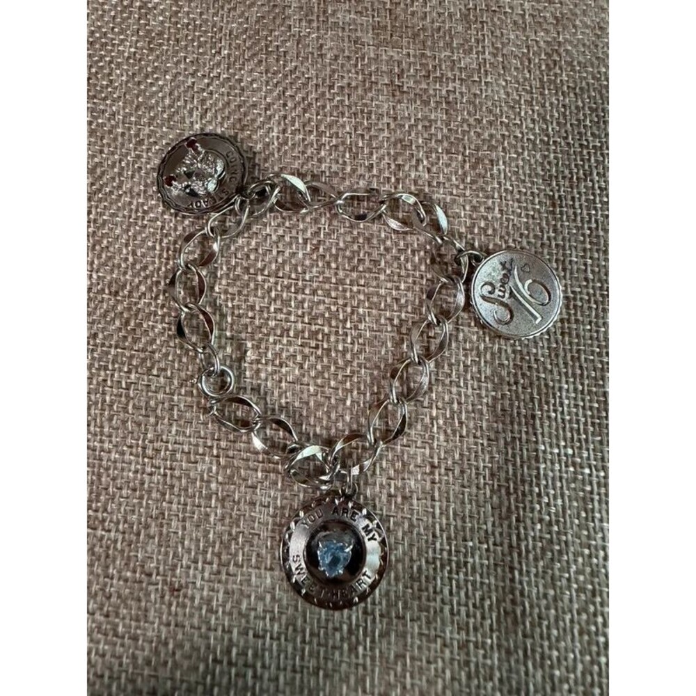 Vintage Spencer Sterling Silver Charm Bracelet Sweet 16 Going Steady 14.77g 7.25